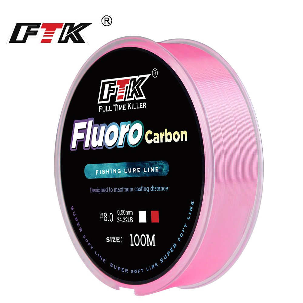 Fluorocarbon Line - FTK 100m 4.13-34.32LB Fluorocarbon-Angelschnur 0.14mm-0.5mm Rosa