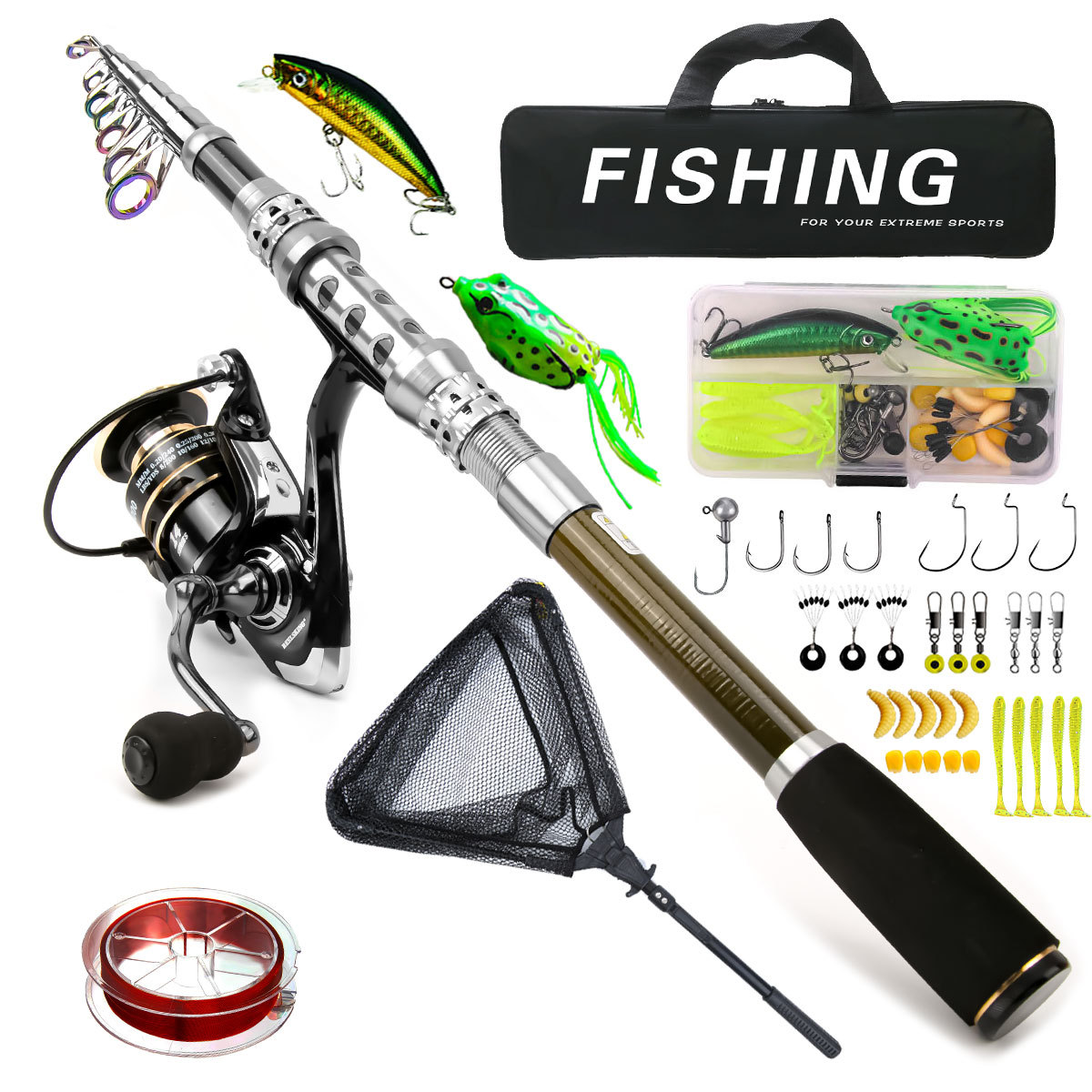 Freshwater Line - Carbon Luya Rutenrad Set Meeresangeln Teleskop