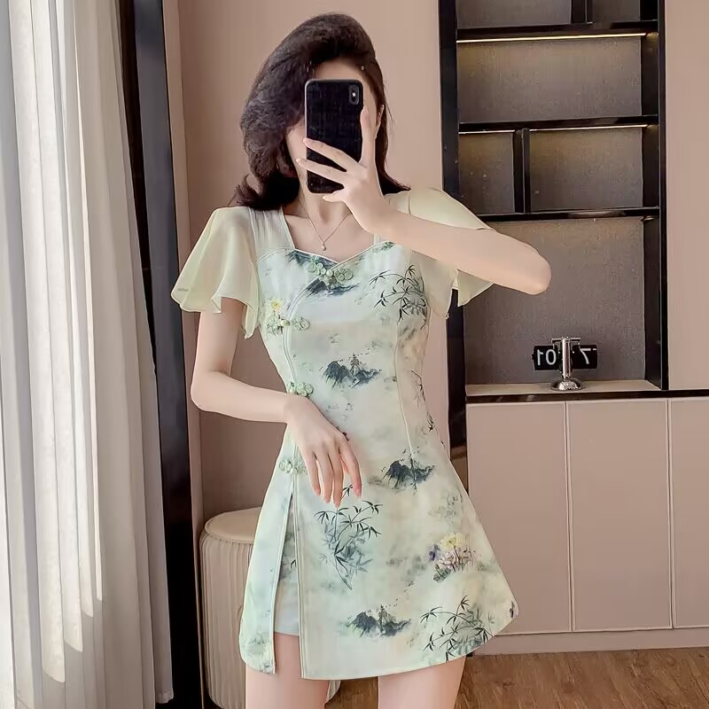 Fly Line - Sommer chinesischen Stil süße Cheongsam zweiteilige